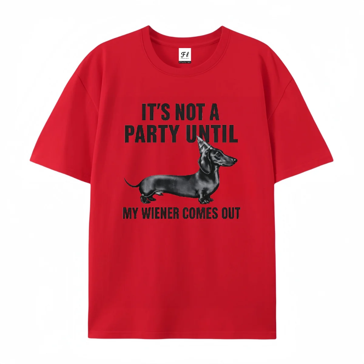 Funny Wiener Dog Party Graphic T-Shirt Dachshund Lover Sarcasm Print Short Sleeve Tee Casual Loose Fit Tops for Men Streetwear