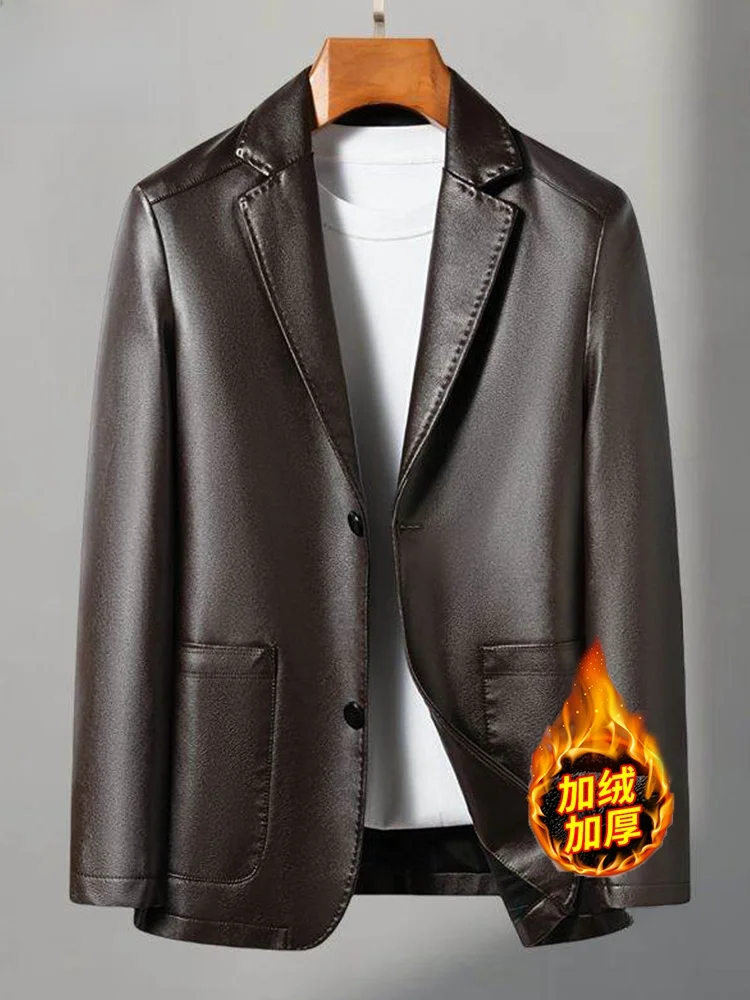 

TUCANO Men's Genuine eepskin Leather Jaet Autumn Winter New Sle Busin Casual Coat Warm Windproof Thiened Long Sve