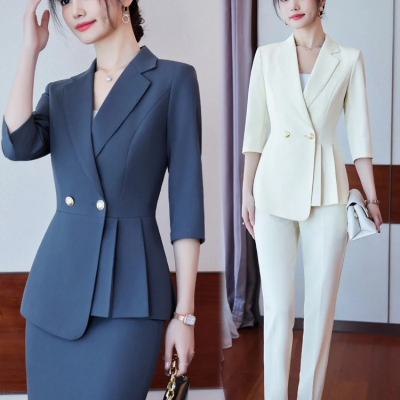 High-End Professional Suit Women's Spring and Summer Elegant Goddess Style Suit Jacket Jewelry Beauty Salon Front Desk Formal We