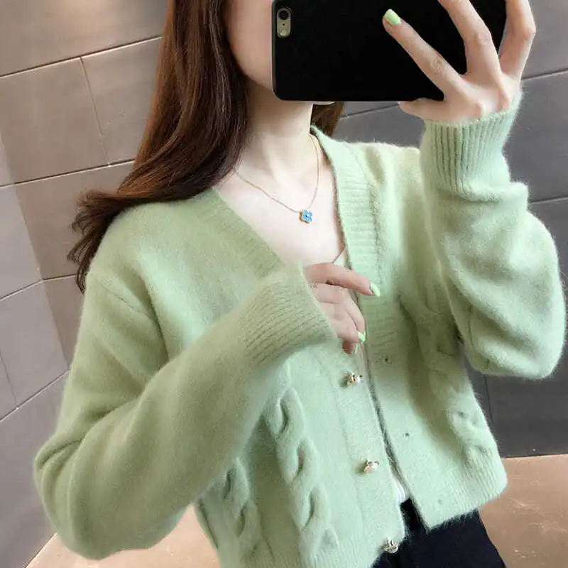 2023 New Twist College Style Knit Sweater Jacket Women Autumn Winter Japanese Korean Short Sweet Kawaii Sweaters Cardigans White