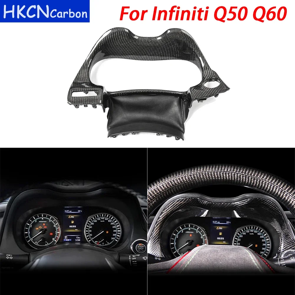 

For Infiniti Q50 Q60 2014-2020 Replacement Real Carbon Fiber Car Speedometer Dashboard Panel Cover Trim Car Interior Accessories
