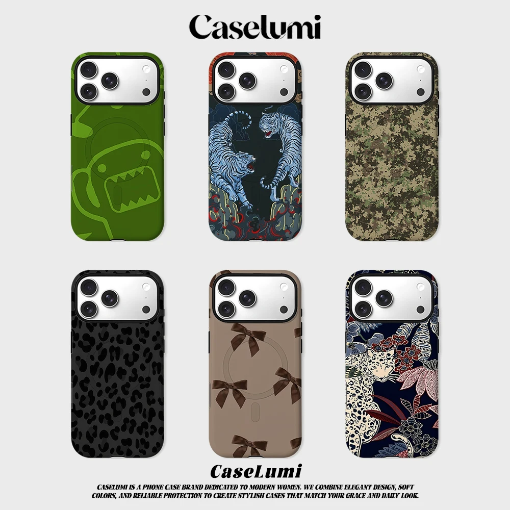 CaseLumi Matte Bumper für MagSafe Hülle für iPhone 17 16 15 14 Plus 13 Pro Max Stoßfeste Harte PC Domo Grüne Abdeckung