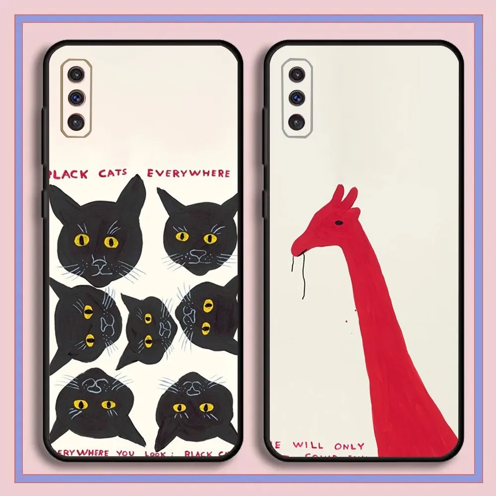 Art D-David J-John Shrigley Visual Phone Case For Samsung Galaxy A13,A21s,A22,A31,A32,A52,A53,A71,A80,A91 Black Cover