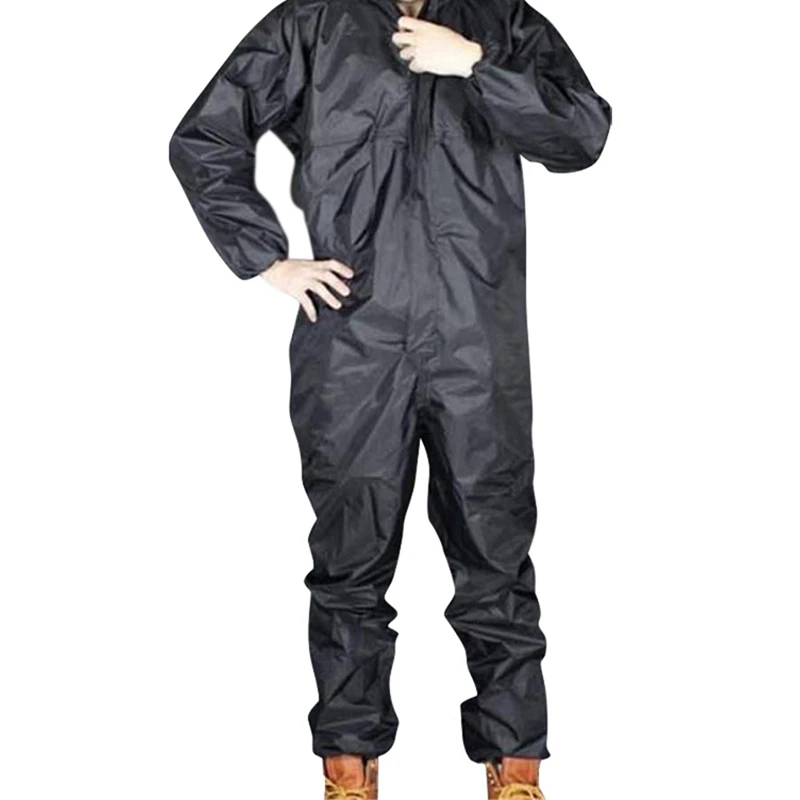 2PCS Motorcycle Raincoat /Conjoined Raincoat/Overalls Men And Women Fission Rain Suit Rain Coat XL, Black & Armygreen