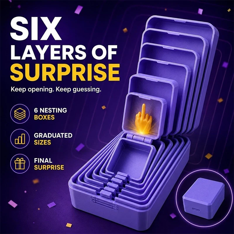 Multi-layer Nesting Surprise Gift Box 3D Printed 6 Layers Matryoshka Box Prank Toy Ring Storage Box Funny Gag Prop