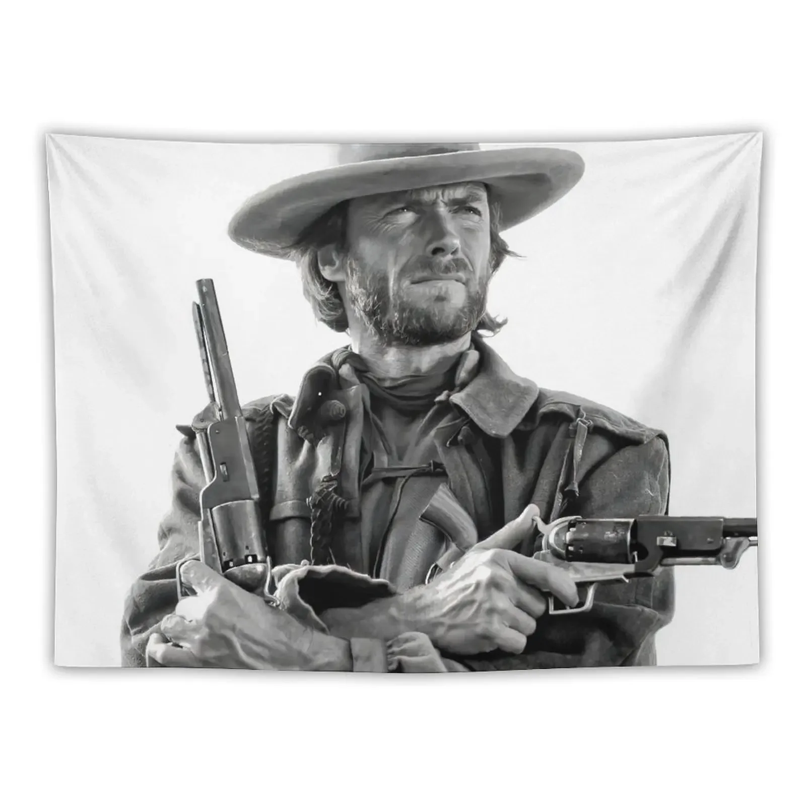 Clint Eastwood, Black and White, Vintage Cowboy Wall art Tapestry Wall Coverings Tapestry