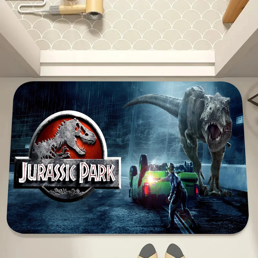 Alfombras de puerta con logotipo de película Jurassic Park, alfombrillas para el hogar, alfombrillas antideslizantes absorbentes para baño, alfombrillas de cocina