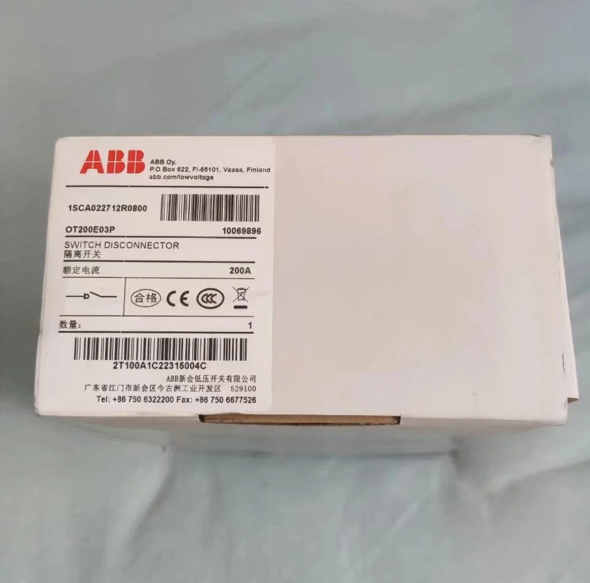 OT200E03P 10069896 1SCA022712R0800 switch-diconnector