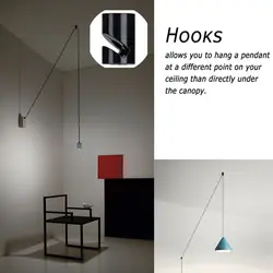 Plastic Pendant Light Cable Hook Black Lighting Fixture Power Cord Retainer Cable Organizer Chandelier Wire Shifter