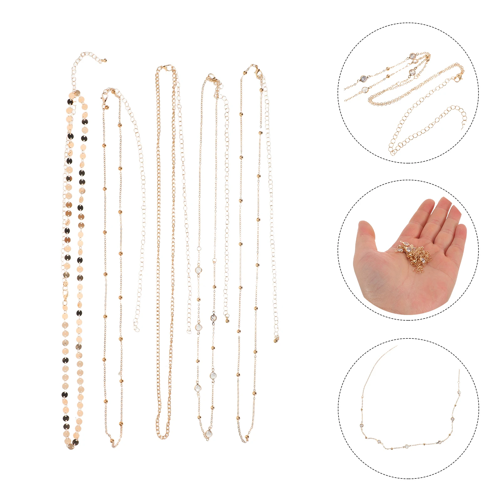 

3Pcs Layered Multilayer Metal Waist Chain Adjustable Belly Chain Belt Rhinestone Body Jewelry for Women Set