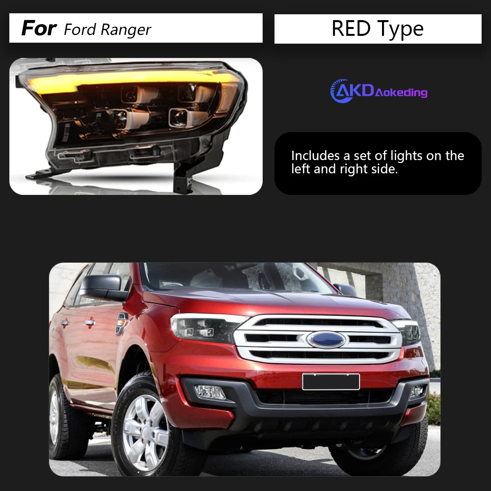 

AKD Car Styling for Ford Ranger Headlight 2016-2021 Everest LED Head Lamp H7 D2H Hid Option Angel Eye Bi Xenon Beam Accessories