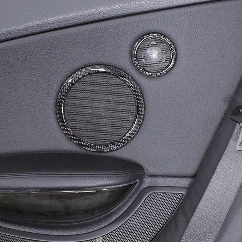 

For BMW 6 Series M6 E63 E64 2004-2010 Soft Carbon Fiber Car Door Speaker Ring Frame Cover Trim Sticker Interior Car Accessories