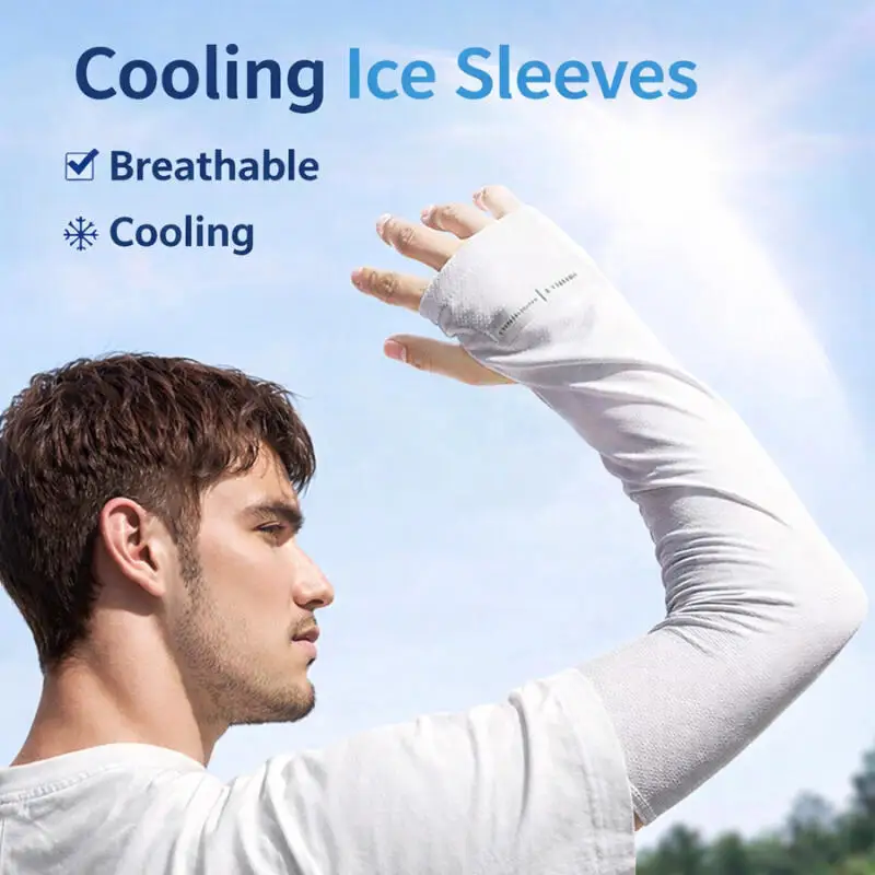 Cooling Arm Sleeves Breathable Quick Dry Ice Silk Sleeves for Men Women Cycling Running Summer Sports
