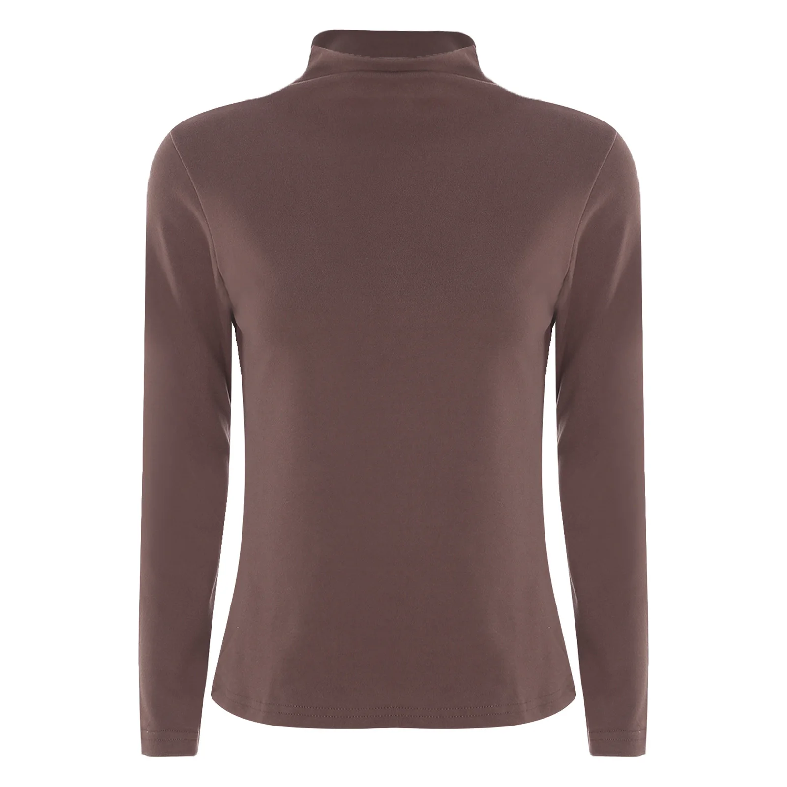 Damska uniwersalna bazowa koszulka termiczna z golfem, długi rękaw, elastyczna, dopasowana bluzka do pracy biurowej, na co dzień.