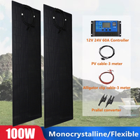 Powerful 100W 200W Flexible Solar Panel Kit Complete 18V Solar Cell PV Connecter Solar Battery Power Bank for Camping RV Boat