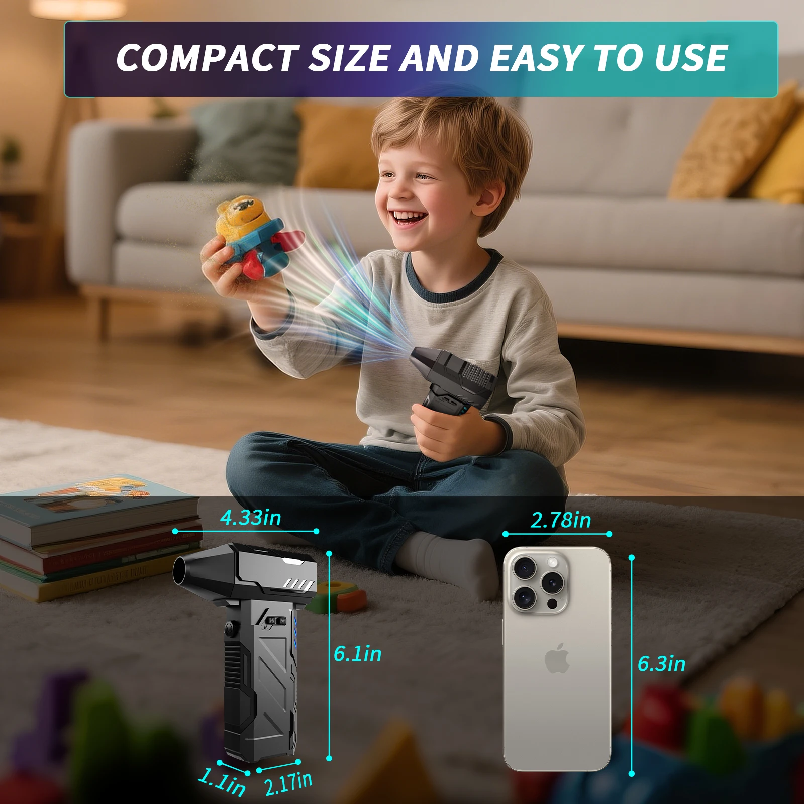 แบบพกพาเครื่องเป่าลมไฟฟ้า Turbo Jet พัดลมมอเตอร์ไร้แปรงความเร็วสูง Mini Turbo Jet พัดลมปรับลมรุนแรง Blower 150000 พรม