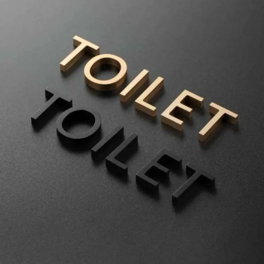 Luxury Metal Washroom Signage - High-End Design for Restrooms & Bathrooms, Distinctive Door Logos with Sleek Metal Finishes
