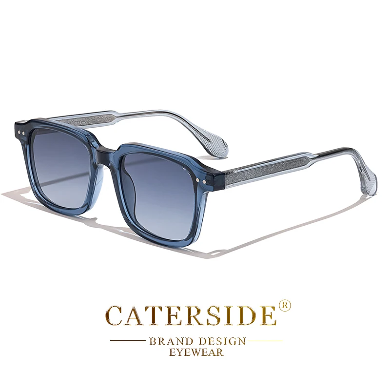 CATERSIDE Retro-Sonnenbrille für Herren, quadratischer Rahmen, Markendesign, Core Insert Temple Sonnenbrille, Damen-Sonnenbrille für Reisen, Party, Urlaub, Geschenk – Detail 10