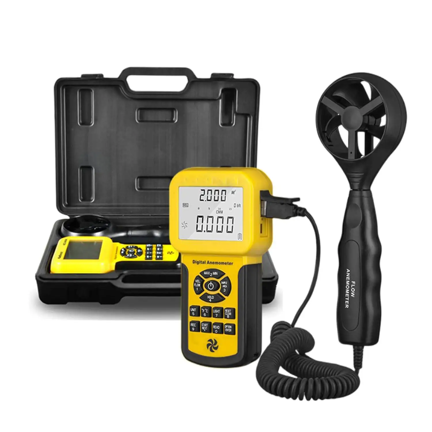 

HVAC Anemometer Handheld CFM Meter KE-846A Wind Speed Meter with Back Light, MAX/MIN/AVG for Measure Air Flow Velocity Temp