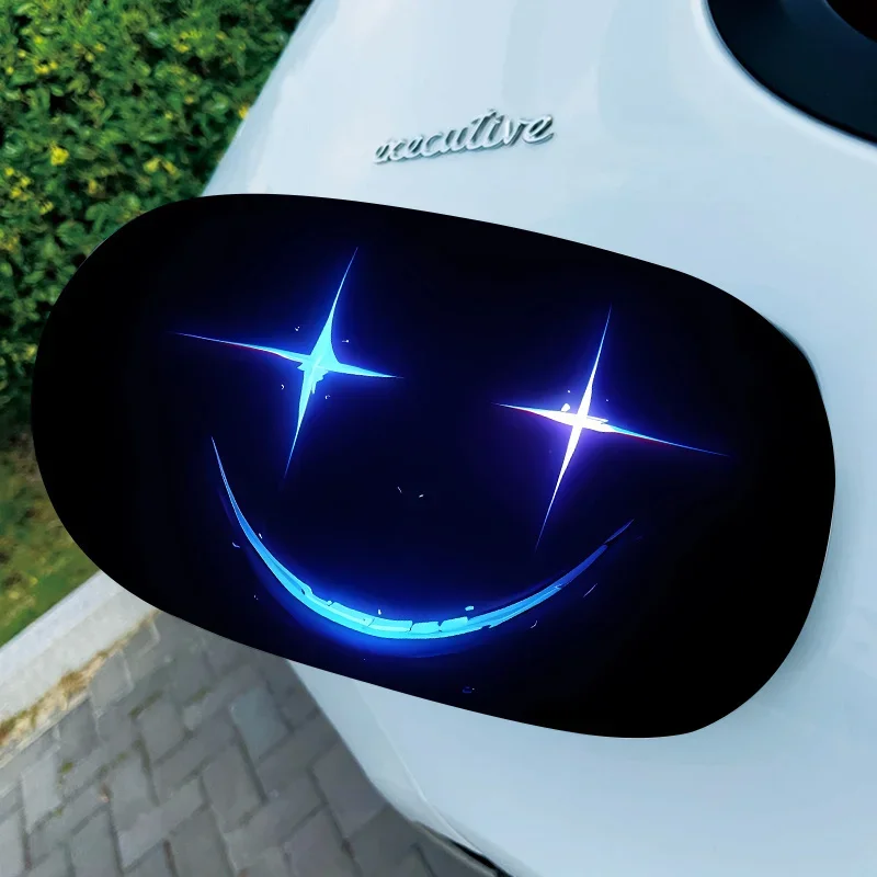 1PC Cool Neon Smiley Sticker for Car Motorcycle, Eye-Catching Decal, Enhance Auto Moto Exterior Individuality