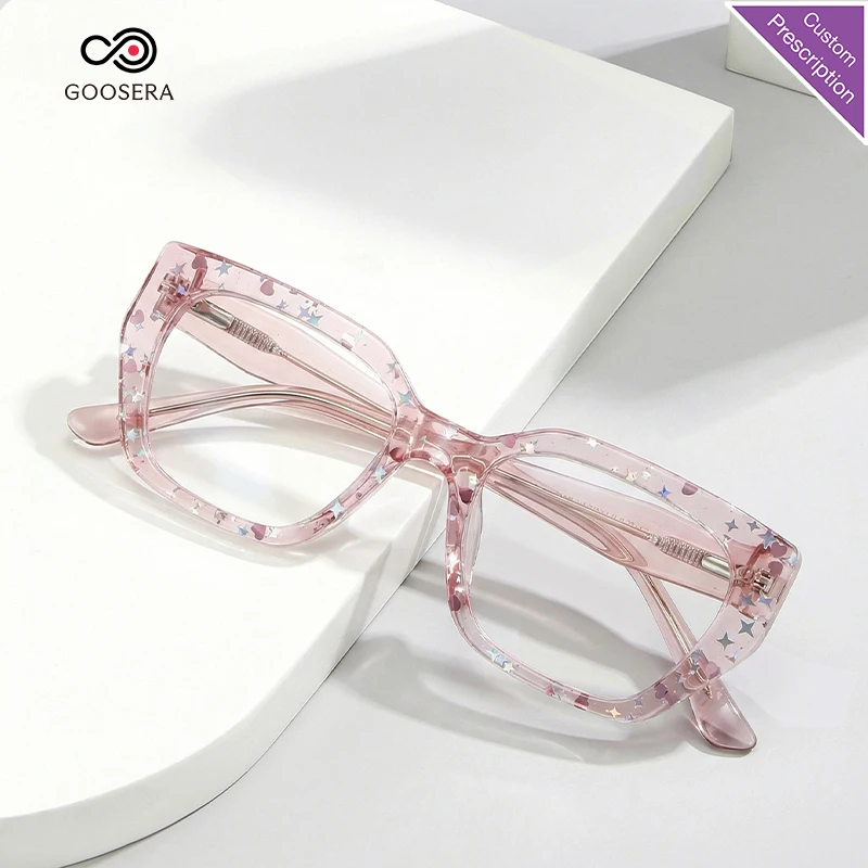 

Transparent Presbyopia Glasses for Women Luxury Brand Anti Blue Light Computer Eyeglasses Stylish Gradient Pink Glasses Frame