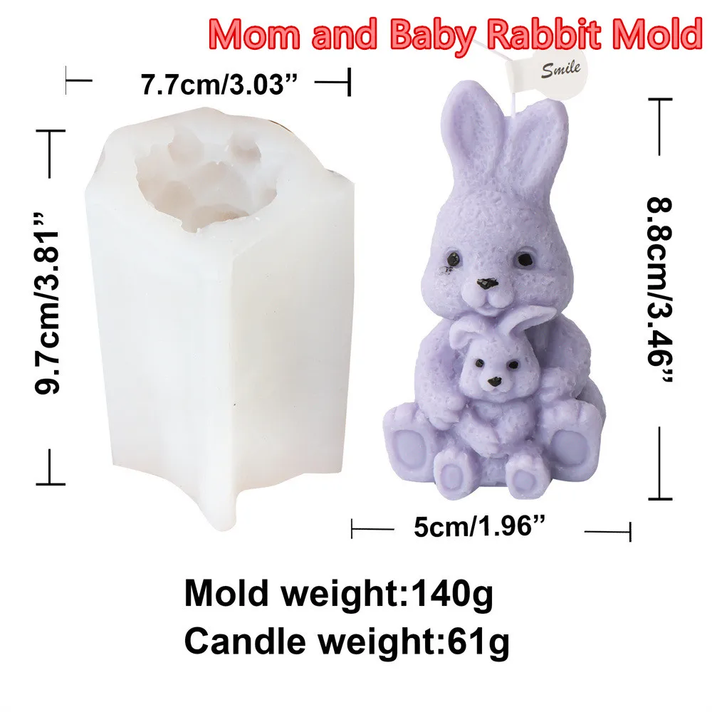 1pc 3D Rabbit Silicone Mold for DIY Pudding, Chocolate, Candy, Desserts, Soap, Aromatherapy Candle, Plaster, Polymer Clay