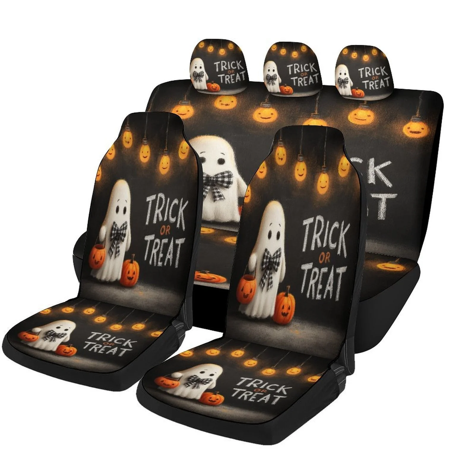 

Halloween Treats Designed Car Seat Cover Set For Most Cars, Trendy Novelty High-quality Car Seat Protector Covers Full Set, Univ