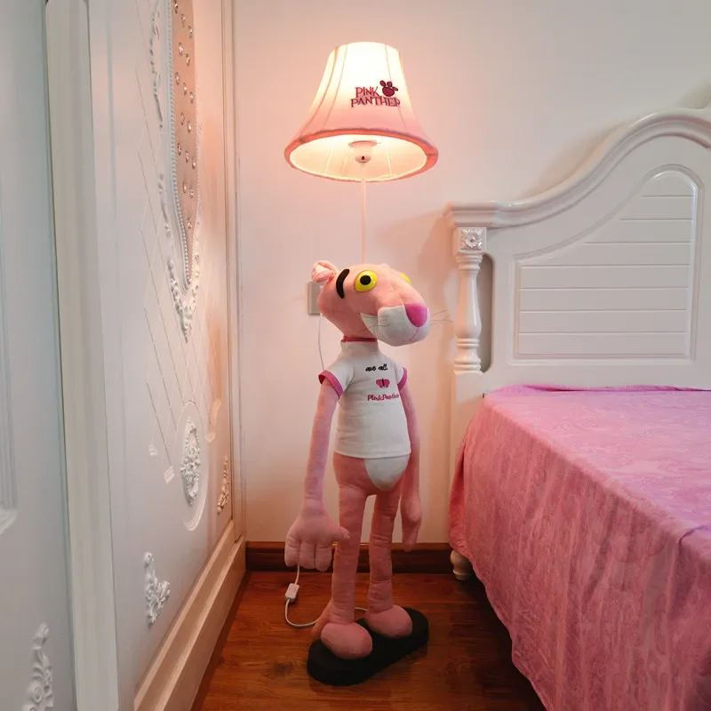 Pink Leopard floor lamp bedside lamp bedroom student dormitory LED floor lamp creative cute cartoon children eye protection lamp