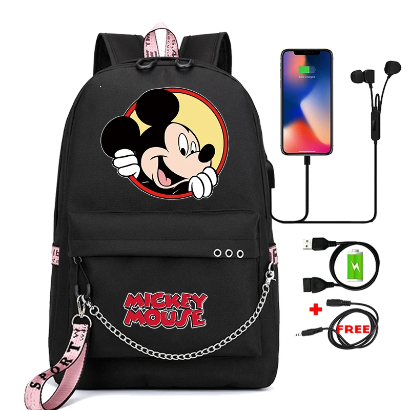 

Disney Mickey Mouse Backpack Girl Student Teenagers Children Knapsack Women Schoolbag Daily Rucksack Cartoon Bookbag Travel Bags