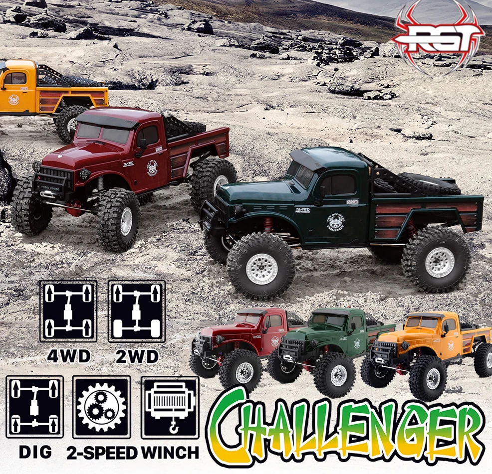 RGT 1/10 EX86170 Challenger 4WD RTR RC Crawler Car 2.4G Electric Remote Control Rock Buggy Off-road Vehicle Cars Without Battery