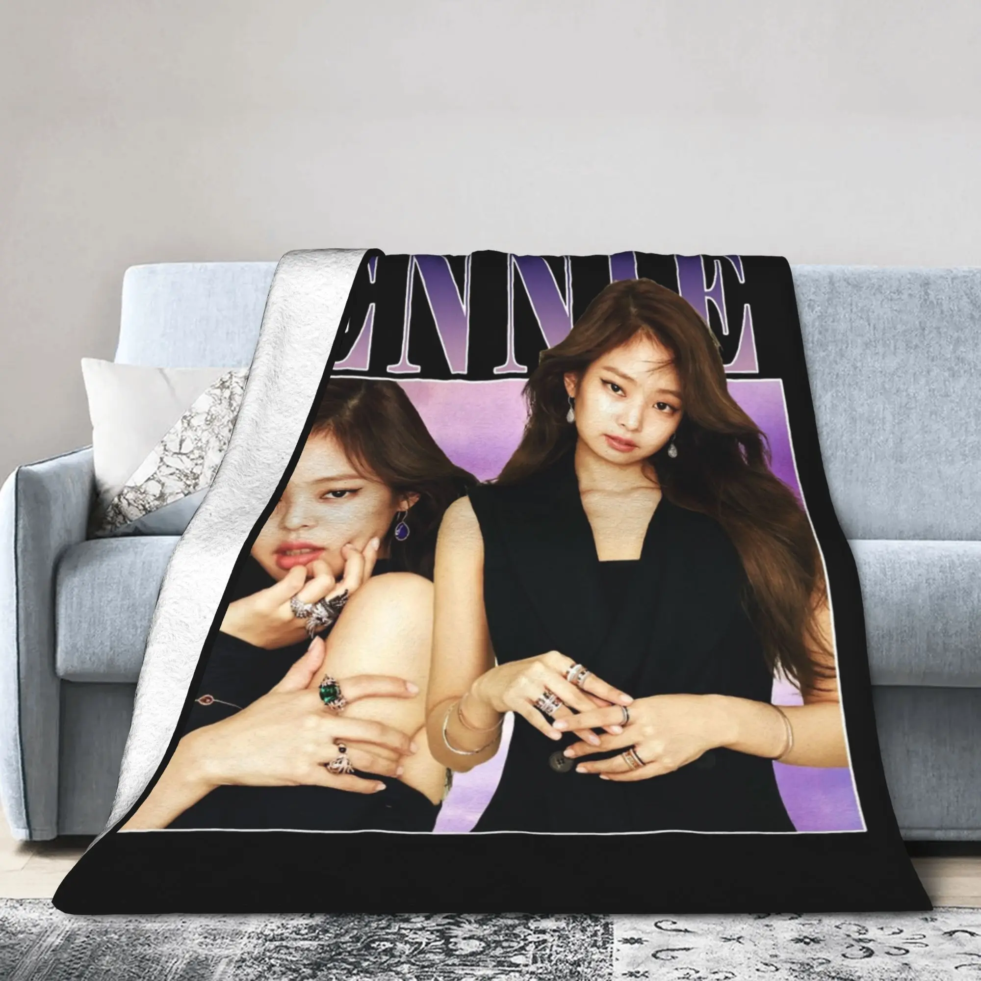 بطانيات جيني كيم المصنوعة من الصوف لجميع المواسم متعددة الوظائف ودافئة للغاية لحاف غرفة نوم الأريكة #3