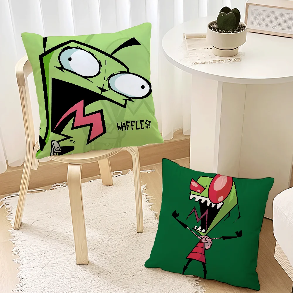 Invader Z-Zim cartoon Pillow Case Living Room Accent Couch Back Support Square Lounge Restful Nap Companion ﻿