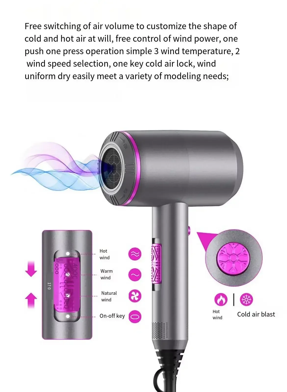 Professional High-power Electric Hair Dryer Home Hair Salon Hammer Blower High Speed Negative Ions Styling Tools Low Noise