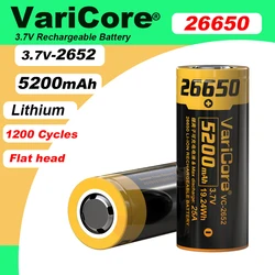 VariCore 26650 5200mAh VC2650 Li-ion 3.7v Rechargeable Battery 25A Discharge 3.6V for Flashlight Headlight Power batteries