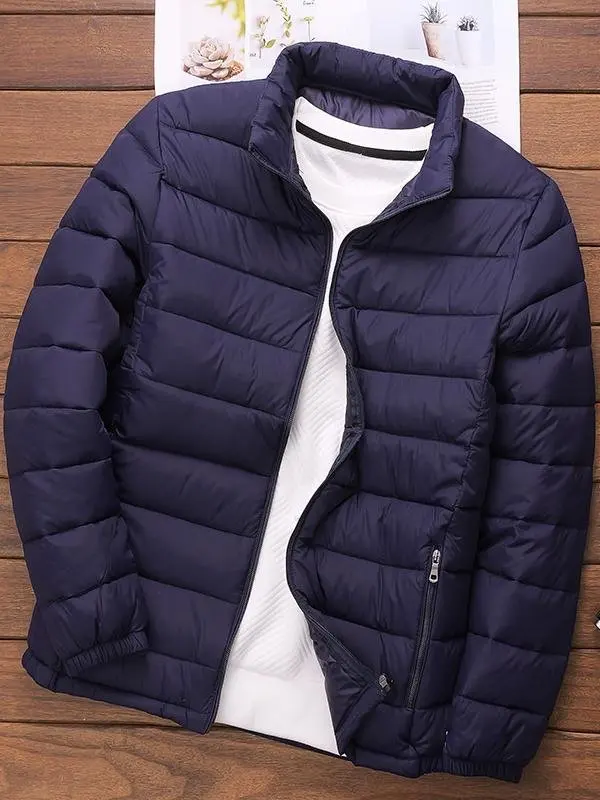 

Men's Lightweight Cotton Jaet Autumn Winter Warm Casual Hooded ort Sle Stand Collar Workwear Coat Faion Urban Middle-...