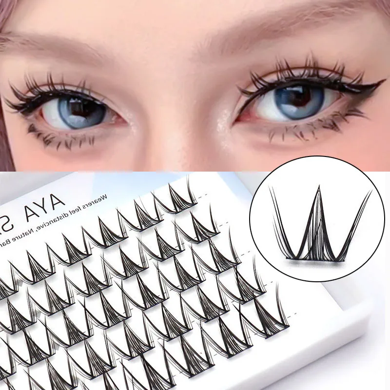 Comic Eyelash Little Devil Cos Natural Big Eye Novice Segmented Mixed V-shaped Eyelash Extension Handmade Cross Eyelash Makeup