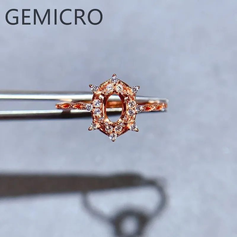 

Fashion DIY Ring Empty Holder S925 Sterling Silver Setting 4*6mm Ellipse Stone Design Bow Fine Weddings Jewelry for Woman