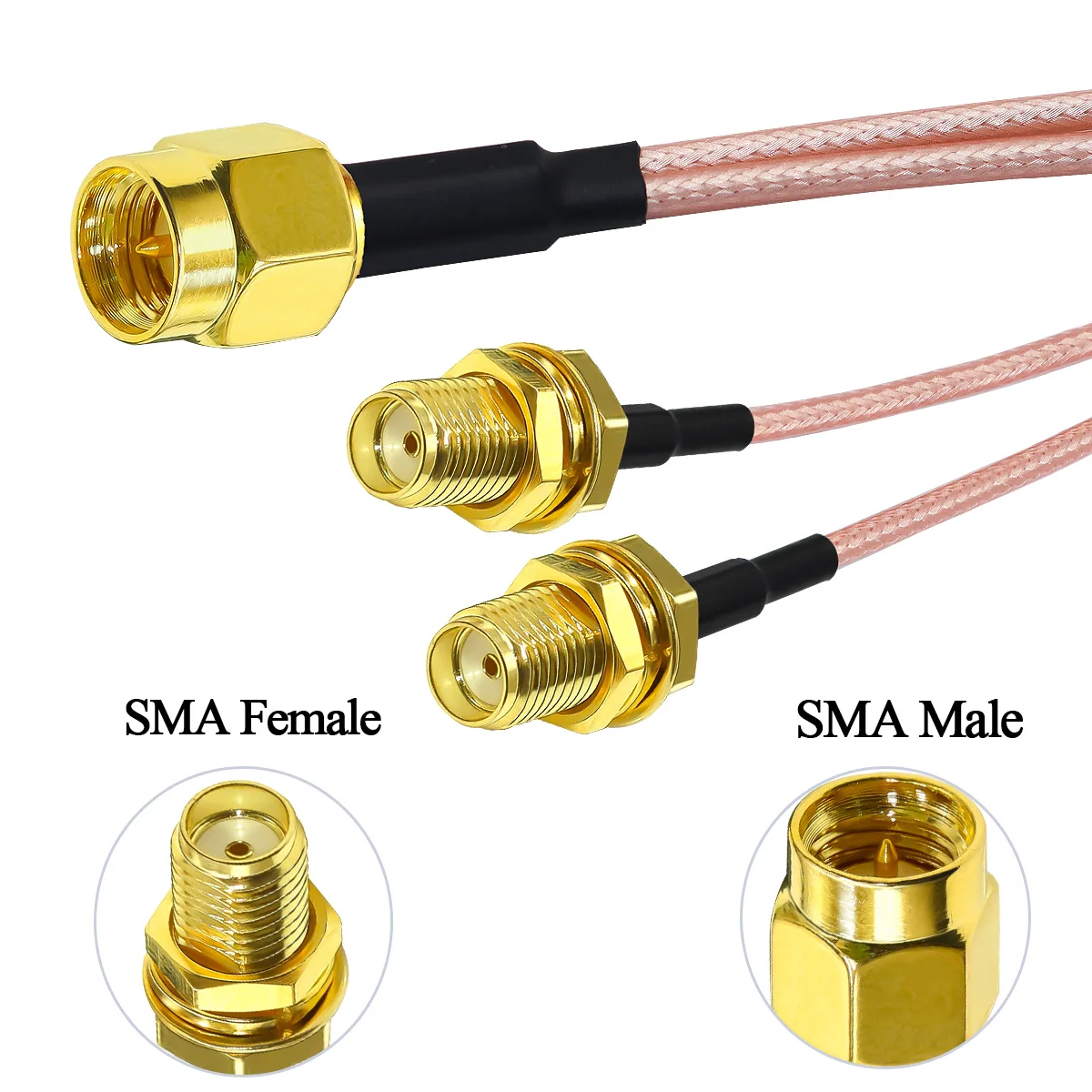 SMA Splitter RG316 2 Way Cable RP SMA Male Female to Dual SMA Male Female 2 X SMA Antenna Adapter Y Type Pigtail RF Coax Cable