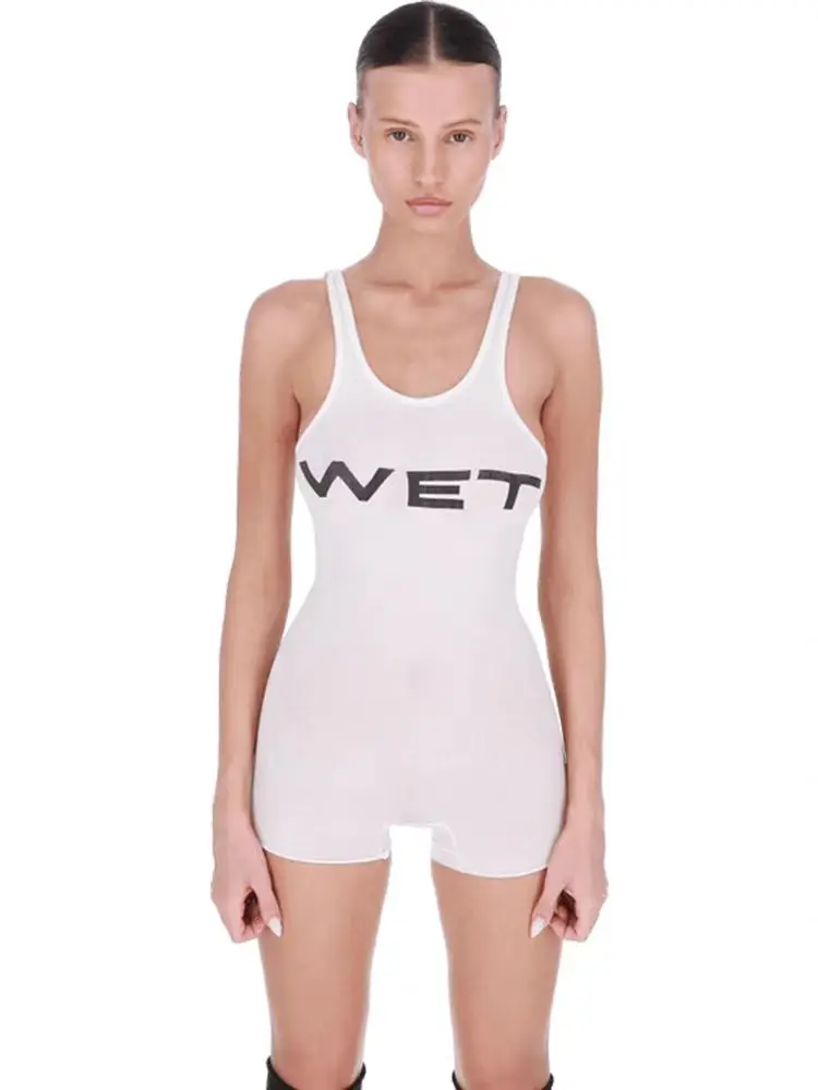 YZY MOWALOLA WET letter vest American high stretch tight top Bianca same style Kenye