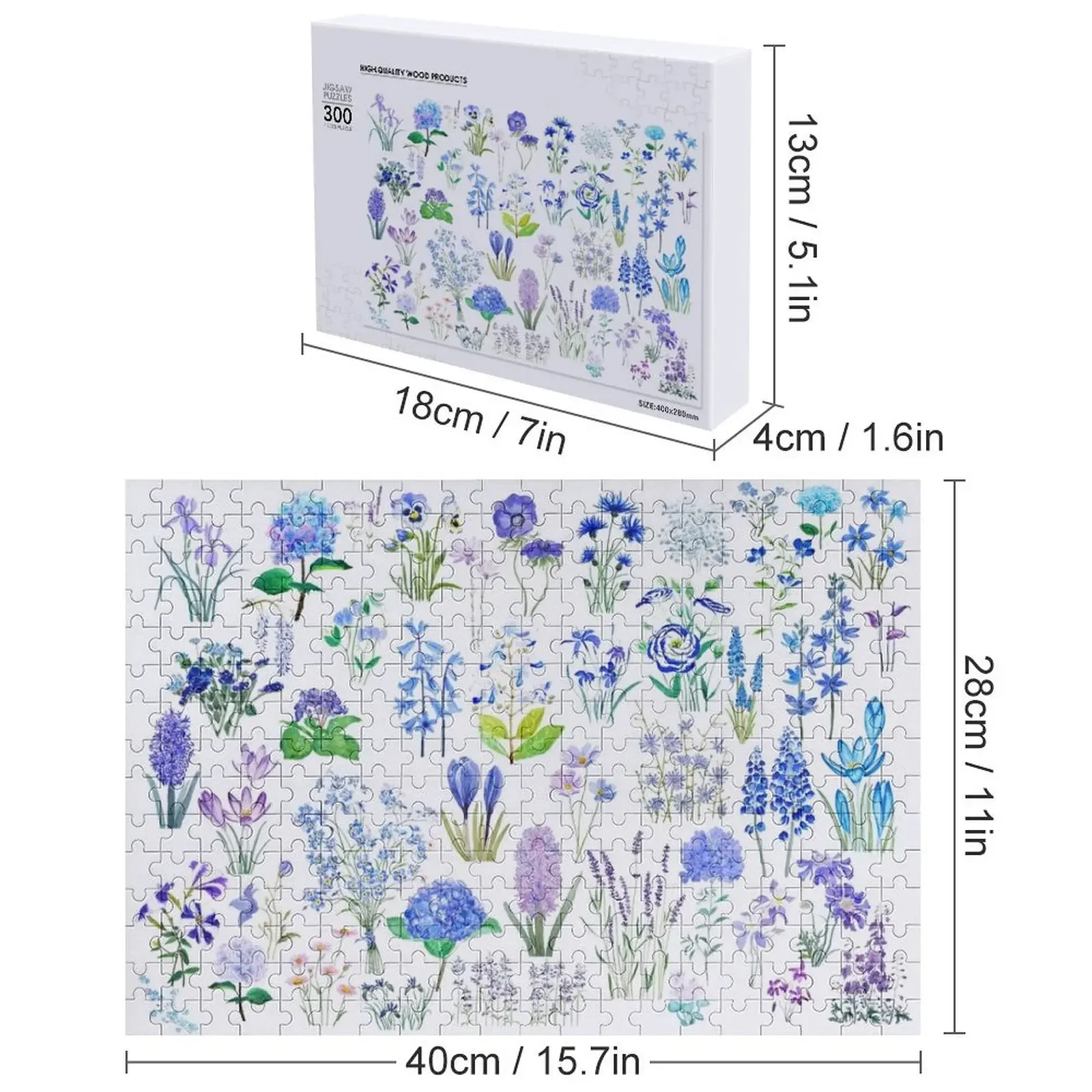 مجموعة الزهور الزرقاء والأرجوانية 2020 أحجية الصور المقطوعة بالألوان المائية للبالغين ألغاز خشبية مخصصة للأطفال