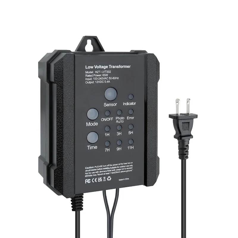 

65W Low Voltage Transformer, Outdoor Low Voltage Landscape Transformer with Timer & Photocell Sensor, 120V AC to 12V DC Waterpro