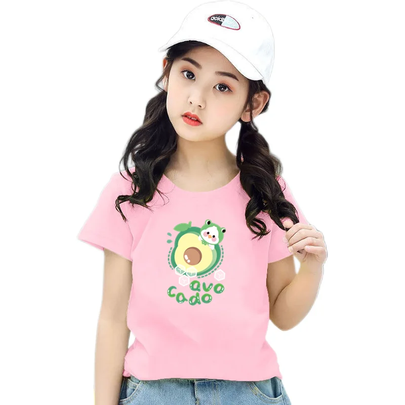 Lovely Avocado T Shirts for Girls Tops Summer Loose Cartoon Aesthetic Casual T Shirt Vintage Lemon Fruit Tshirt