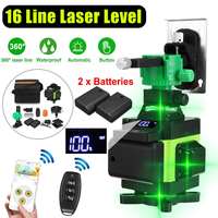 FASGet 4D 16 Lines Laser Level Self-Leveling APP Control 360 Degree Horizontal Vertical Cross Green Laser Level With 2 Battery