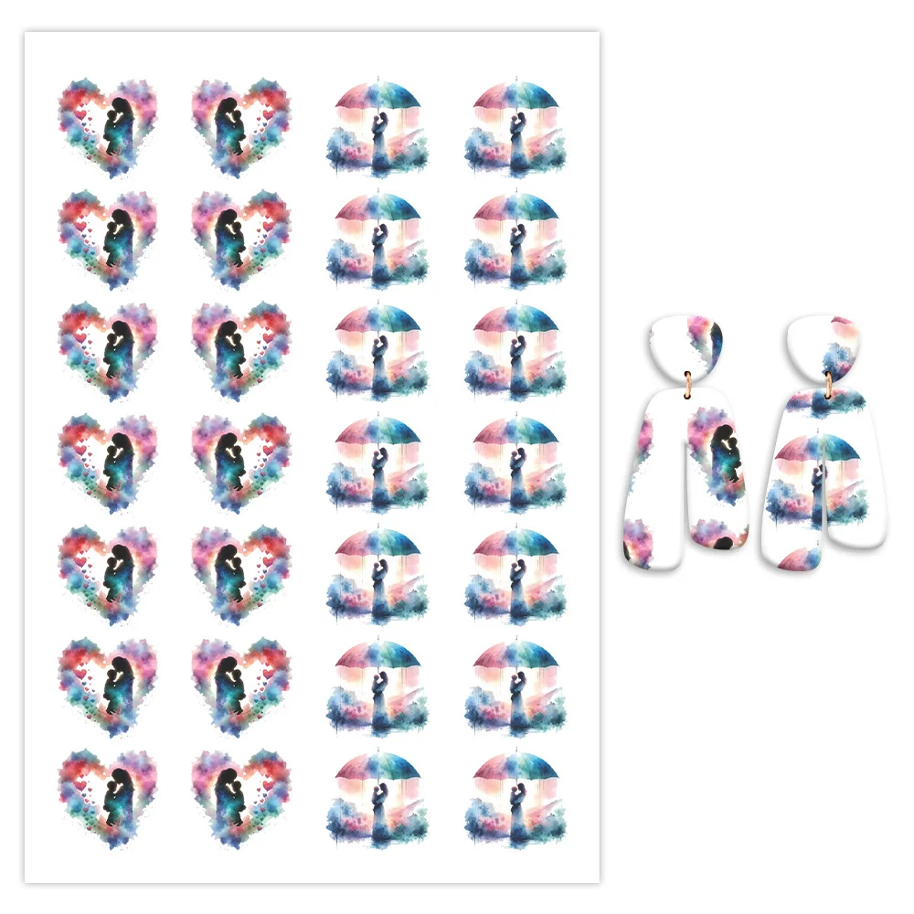 20 Sheets Mother's Day Floral Water Transfer Paper for Polymer Clay - close-up view