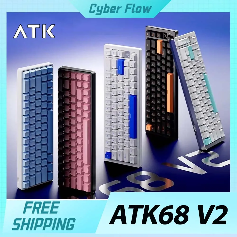 

Atk68 V2 Pro Mechanical Keyboard Magnetic Switch Wired Rgb Hot Swap Custom Aluminium Alloy E-sports Gamer Keyboard For Accessory