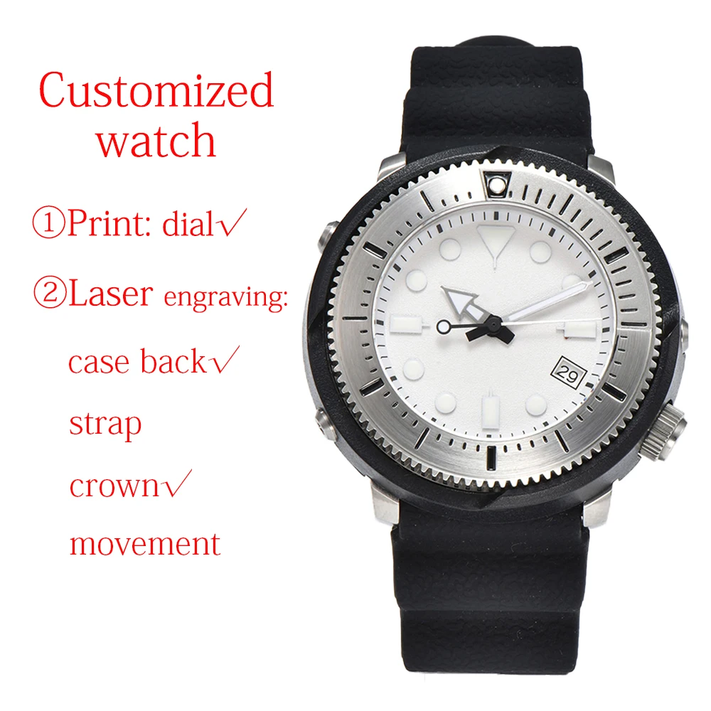 

Customized 45mm watch men's watch tuna canned watch NH35 automatic movement sapphire glass stainless steel case waterproof watch