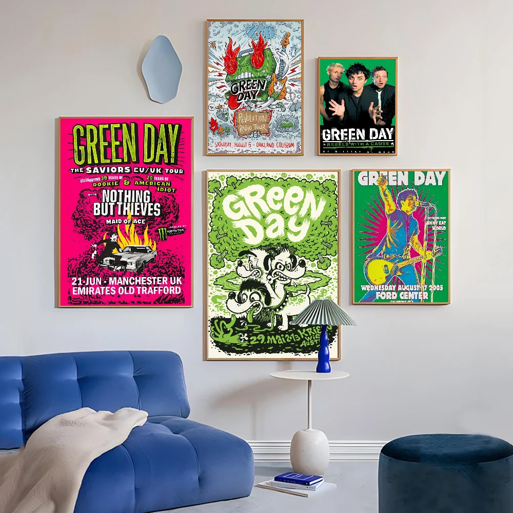 G-Green D-Day A-American I-Idiot Classic Movie Anime Posters Sticky Waterproof Paper Sticker Coffee House Bar Kawaii Room Decor