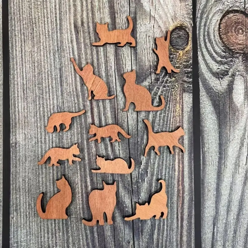 New Wooden Wooden Tower Mini Stacking Cat Figurines Set Cat Cute Desktop yoga Cat Gifts