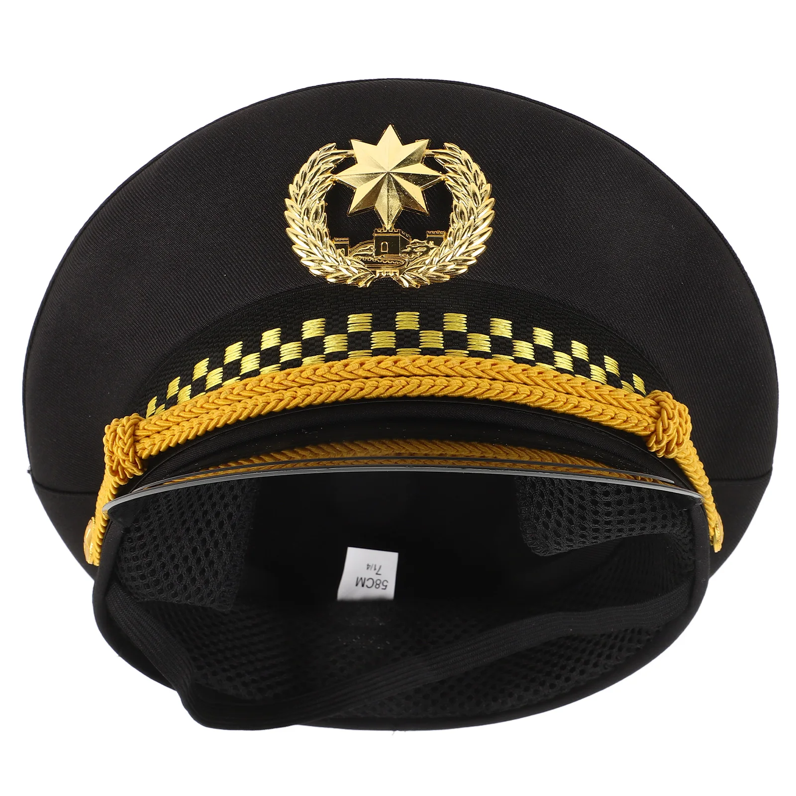 

Black Fabric Hat for Women Men Halloween Costume Cruise Navy Cap Adjustable Ship Costume Hat Strap Cotton Captain Hats