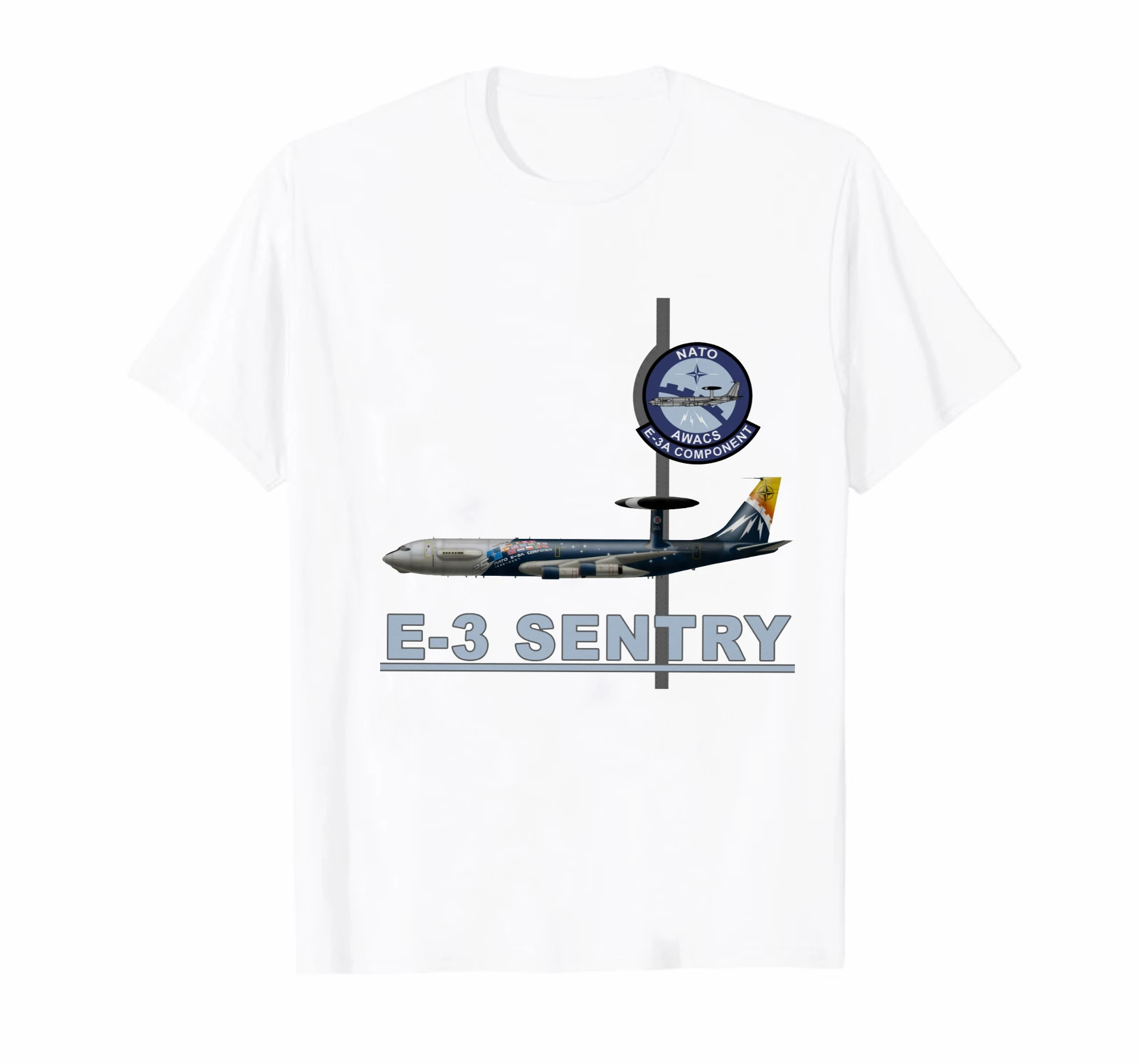 NATO AWACS Component E-3 Sentry Early Warning Aircraft T-Shirt. Summer Cotton O-Neck Short Sleeve Mens T Shirt New S-3XL